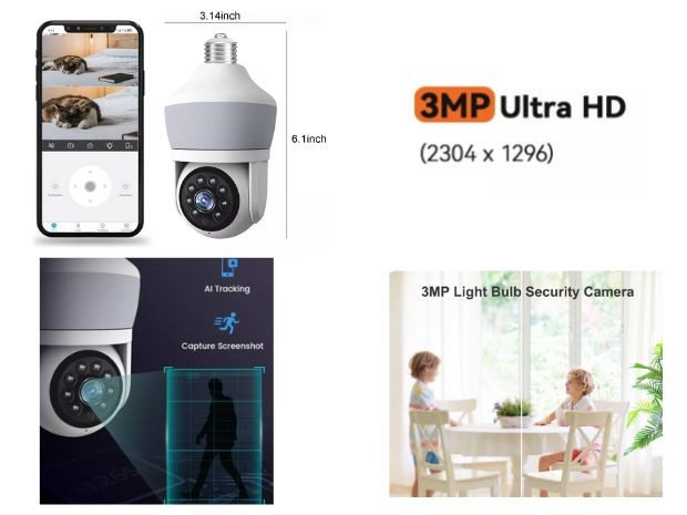&u++ LAMPARA FOCO CAMARA DE SEGURIDAD IP WIFI IPC-D211